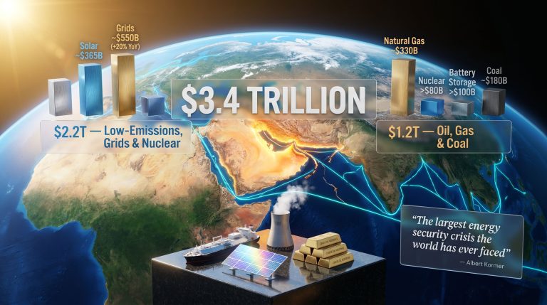Middle East conflict and global energy investment infographic