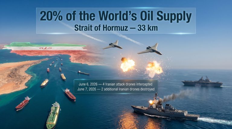 US says it destroyed two Iran drones targeting Hormuz shipping graphic