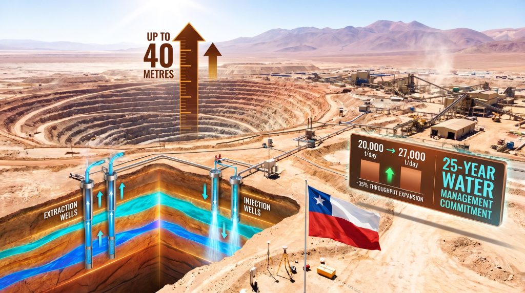 Capstone Mantos Blancos groundwater issues in Chile infographic