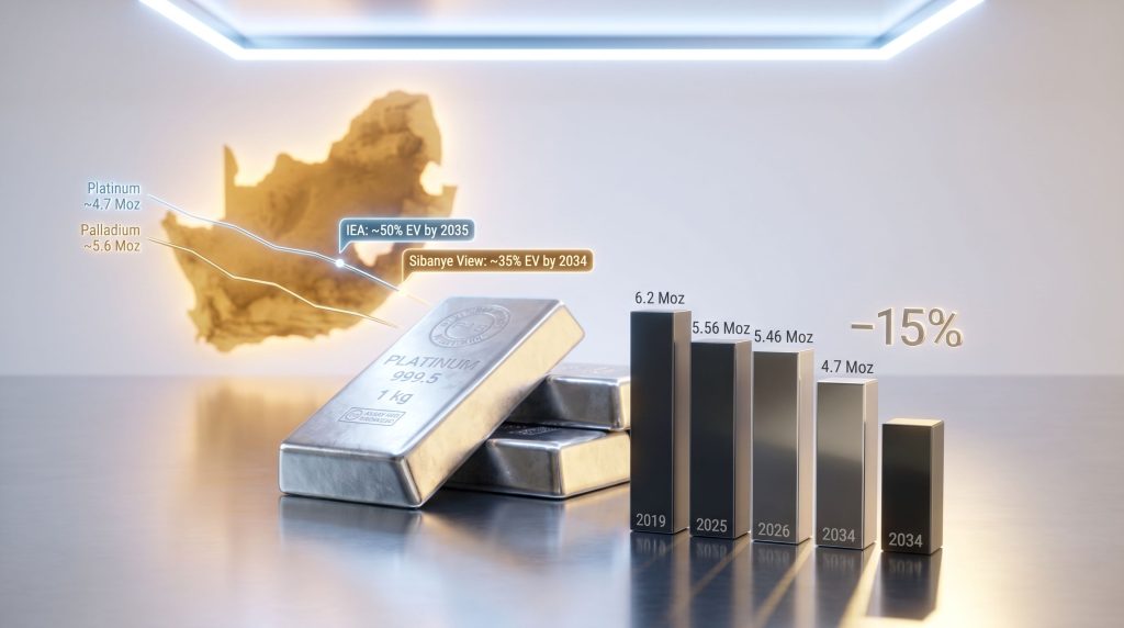 Sibanye global platinum output drop chart illustration