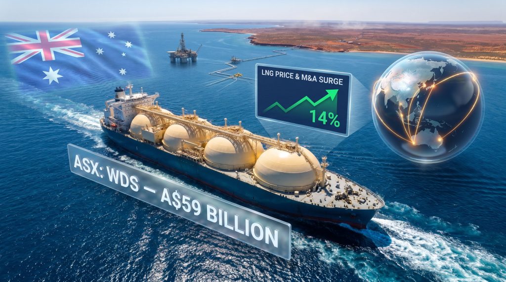 Exxon acquisition of Woodside Energy LNG tanker scene