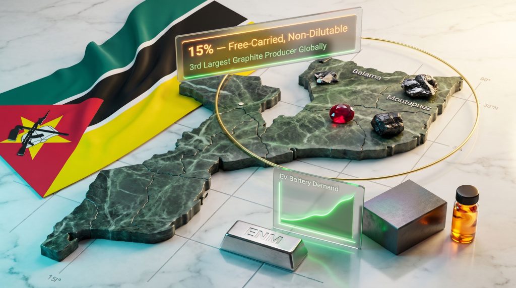 Mozambique mining law 15% state stake local processing map graphic