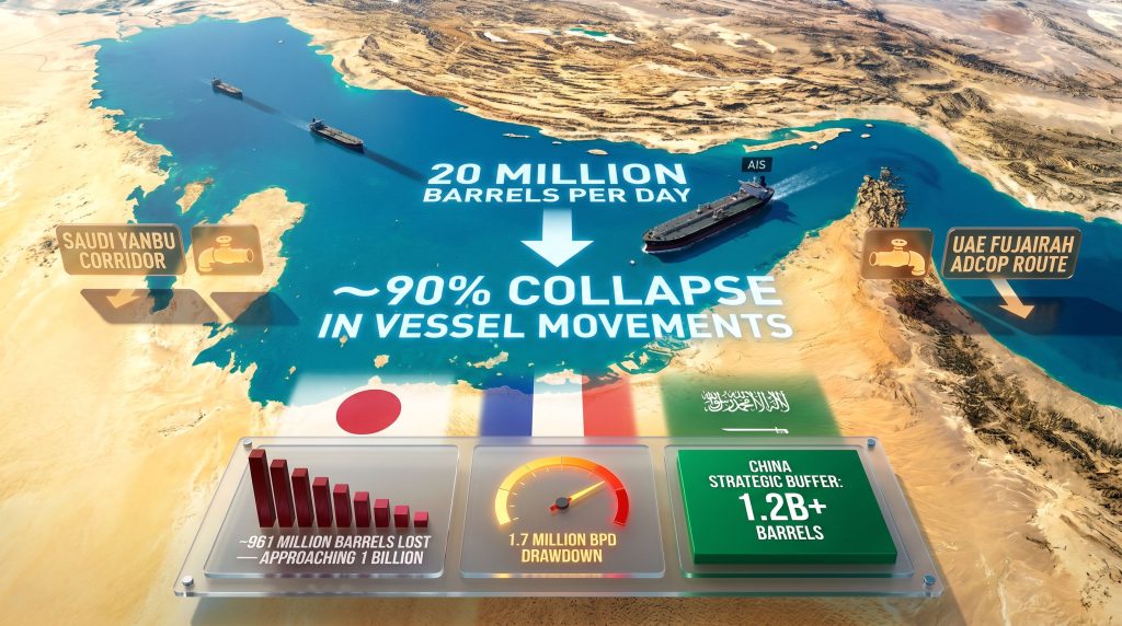 Iran war oil supply disruption map infographic