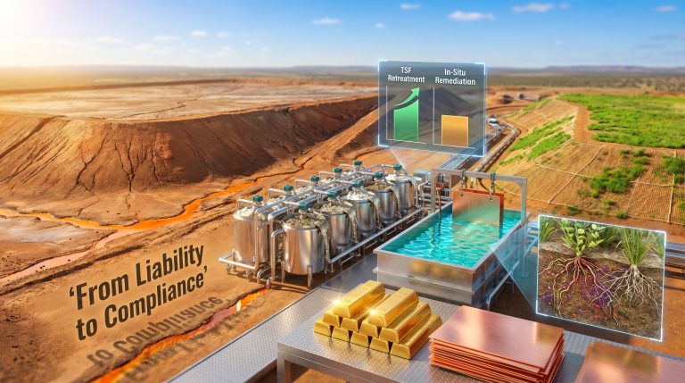 TSF retreatment in mining remediation process illustration