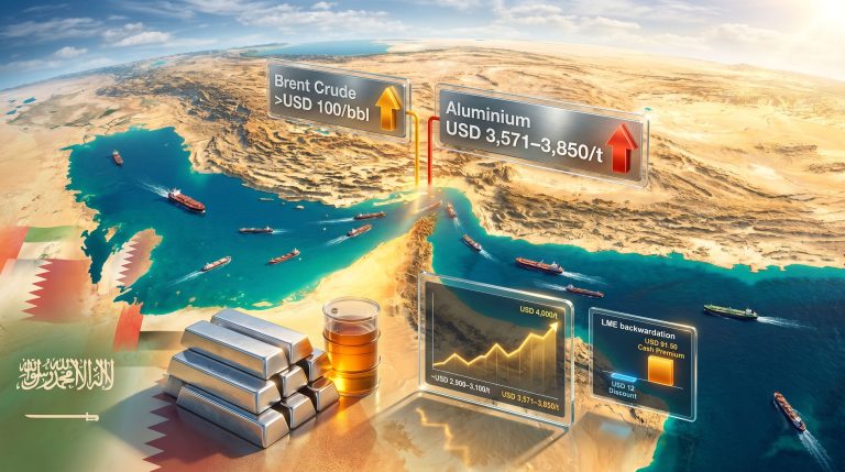 Strait of Hormuz oil and aluminium markets map