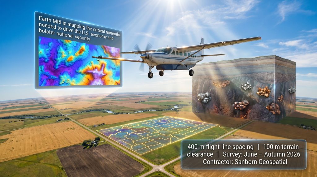 USGS low-level flights to image geology of eastern North Dakota survey plane