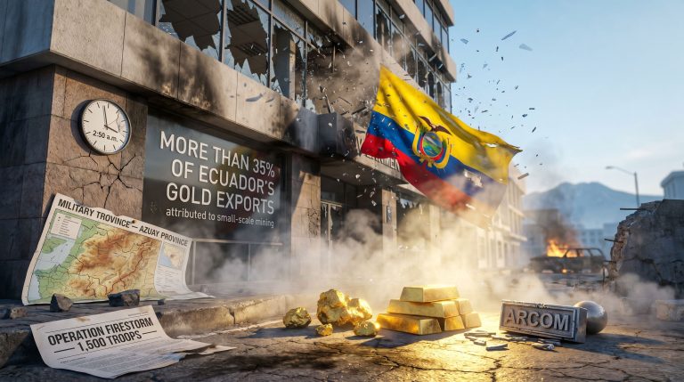 Ecuador mining agency bomb attack illegal gold scene
