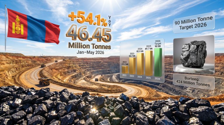 Mongolia coal output surge infographic at mine