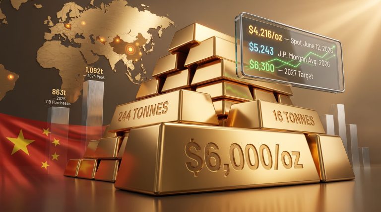 J.P. Morgan $6,000 gold forecast and central bank buying infographic