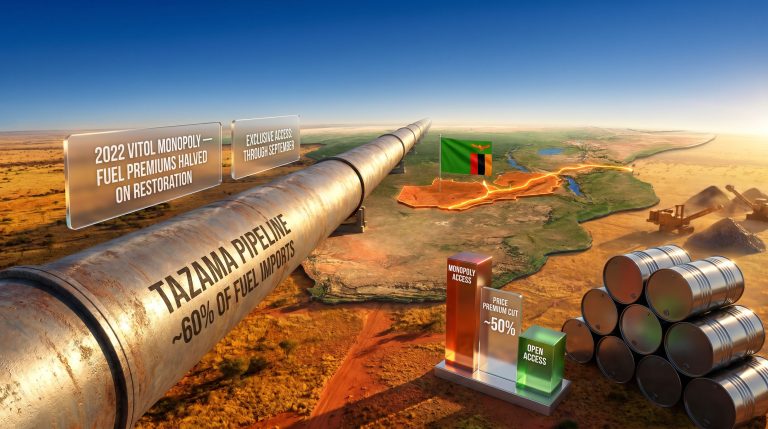 Vitol emergency fuel deal in Zambia pipeline map