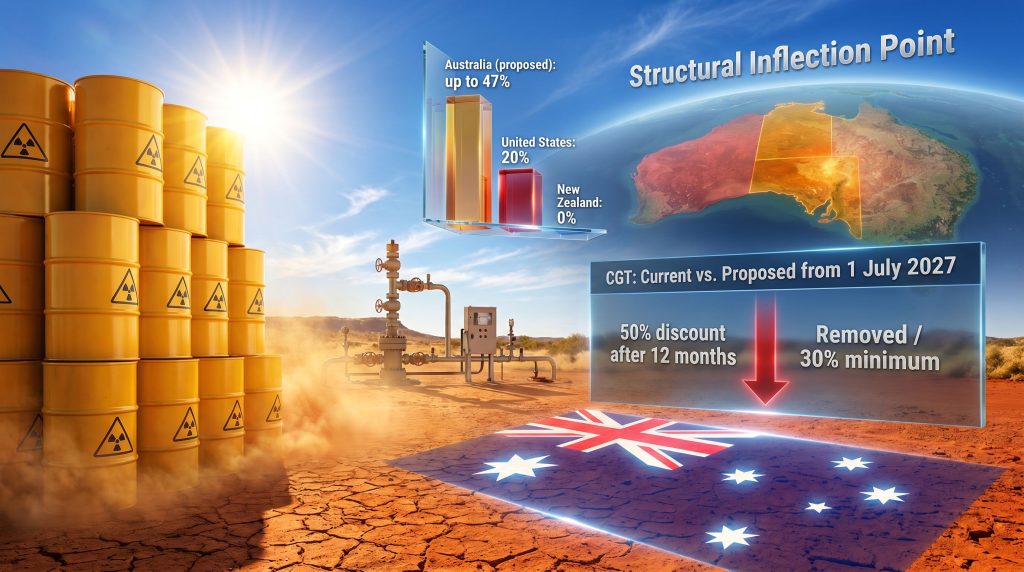 Australia capital gains tax changes and uranium mining ban infographic