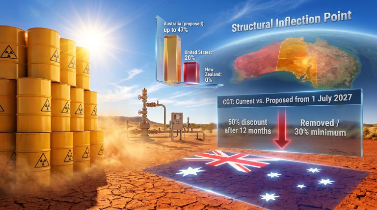 Australia capital gains tax changes and uranium mining ban infographic