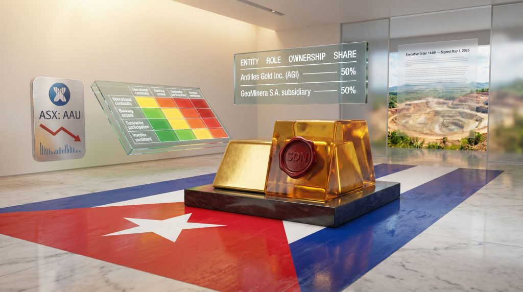 Antilles Gold Cuban joint venture sanctions impact gold project
