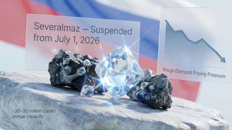 Alrosa Severalmaz mining suspension diamond pricing pressure