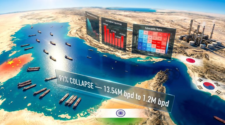 Strait of Hormuz closure impact on Asia oil supply map
