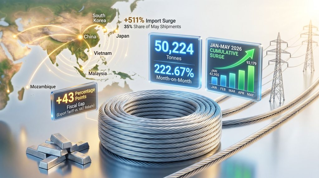 China aluminium wire exports tax incentives surge map