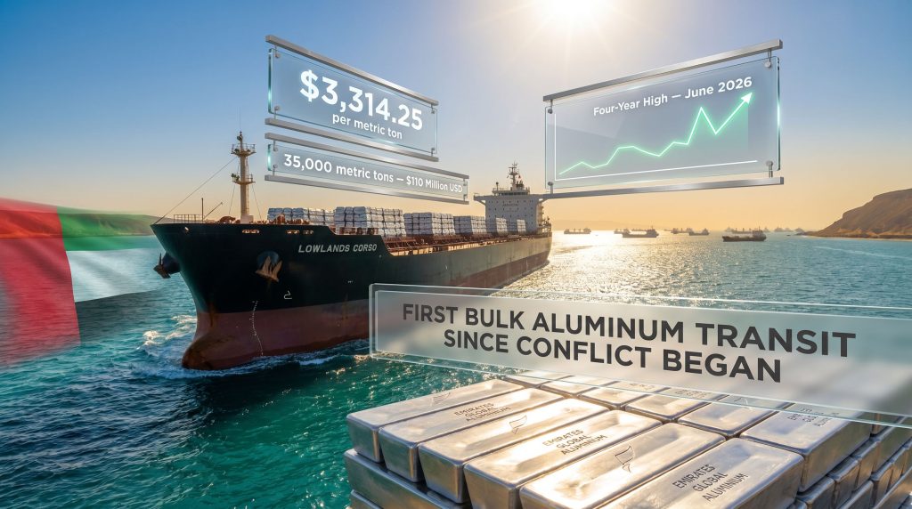 Vitol stranded aluminum cargo out of Strait of Hormuz ship transit