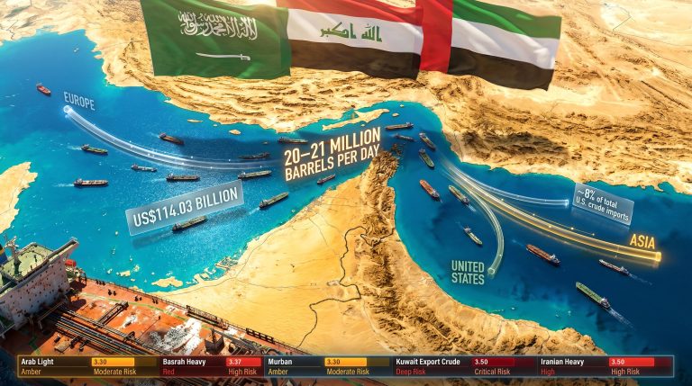 Middle East crude exports through Hormuz route