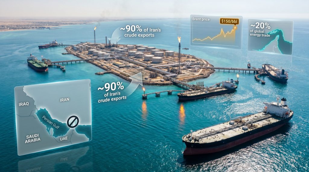 Trump seizing Kharg Island and Iran oil sector infographic