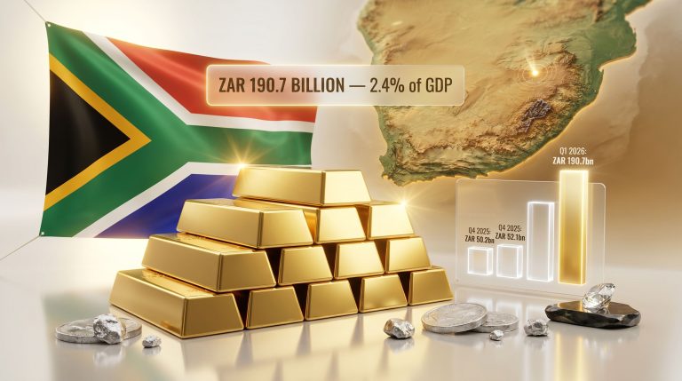 South Africa current account surplus and gold exports infographic