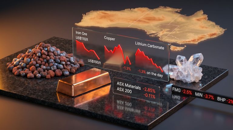 lower iron ore copper and lithium prices ASX red Friday