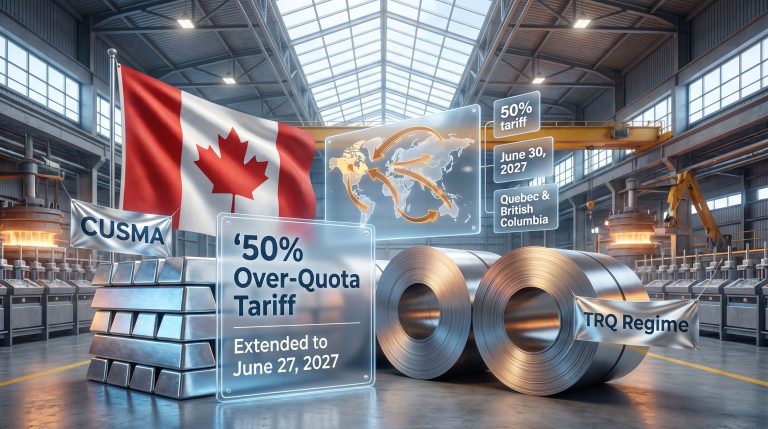 Canada steel and aluminium tariffs extension graphic in mill.
