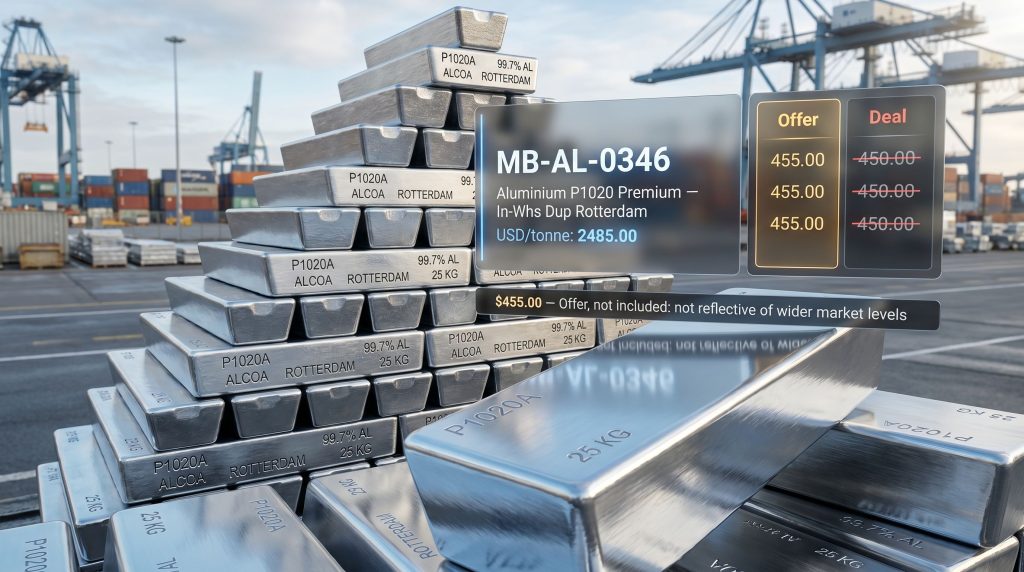 aluminium P1020 premium in-whs dup Rotterdam correction chart