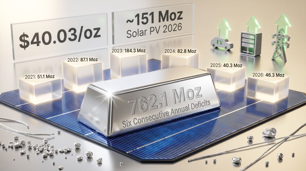 silver supply deficit and solar thrifting infographic
