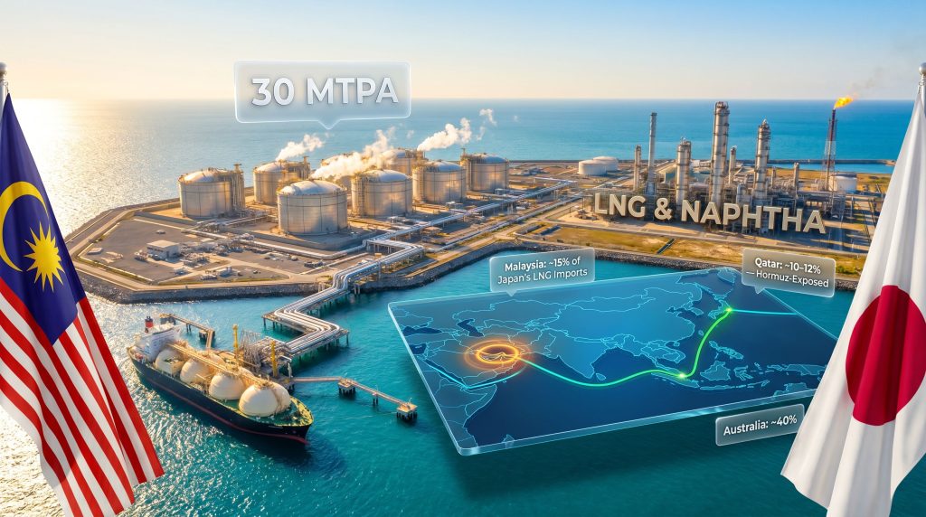 Malaysia Japan LNG and naphtha supplies map