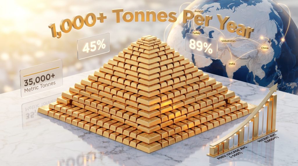 Central banks increasing gold reserves infographic