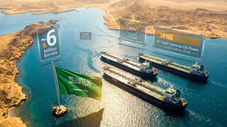 Saudi oil tankers cross Strait of Hormuz infographic