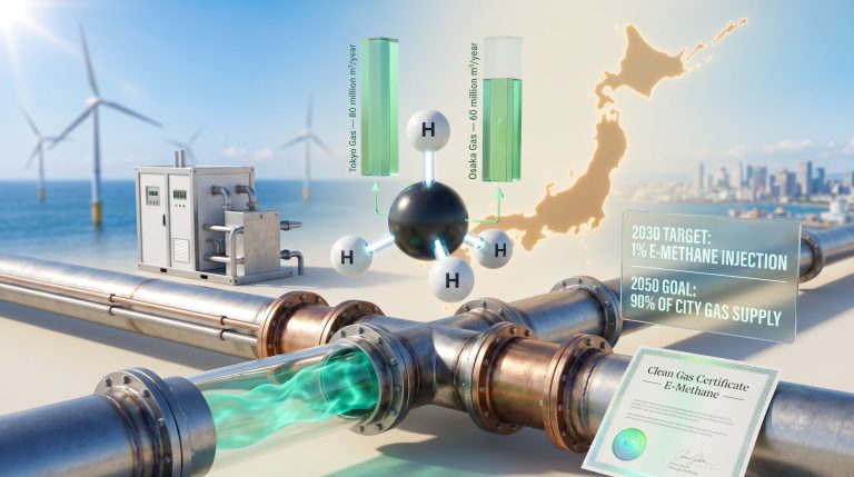 Japan low-carbon city gas e-methane pipeline system