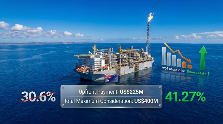 Woodside Browse gas project shares falling offshore graphic