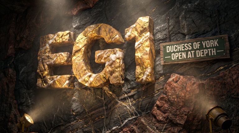 Evergold Minerals Ltd-EG1-EGI gold letters in mine cave