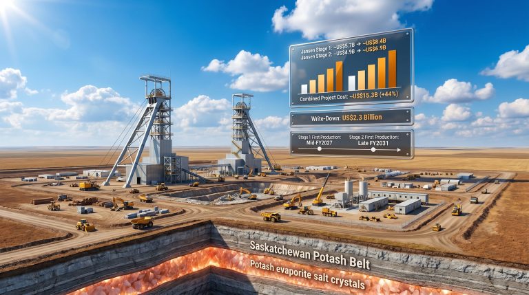 BHP Jansen potash mine cost overrun infographic