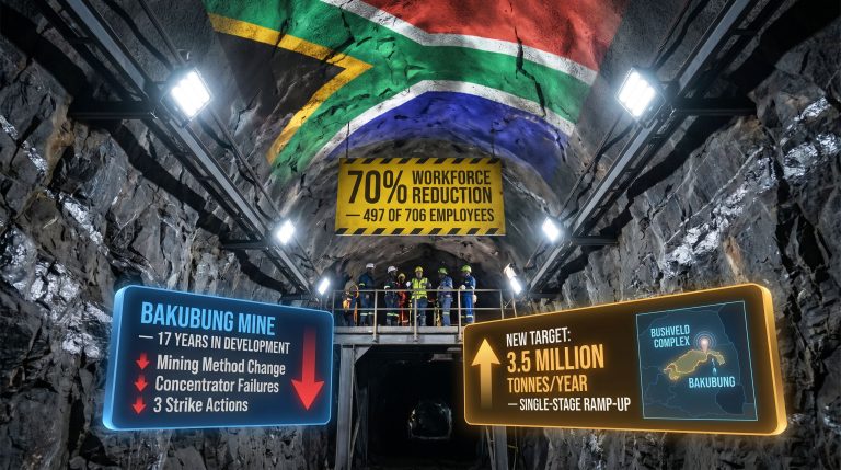 Wesizwe Platinum to cut staff 70% mine graphic