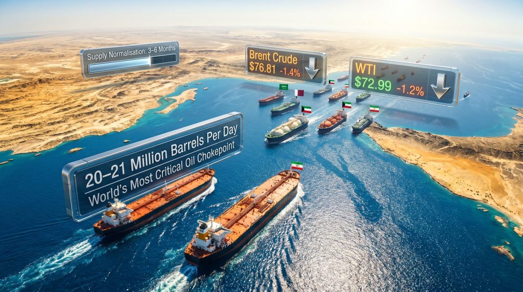 Strait of Hormuz oil flows after US-Iran peace talks infographic