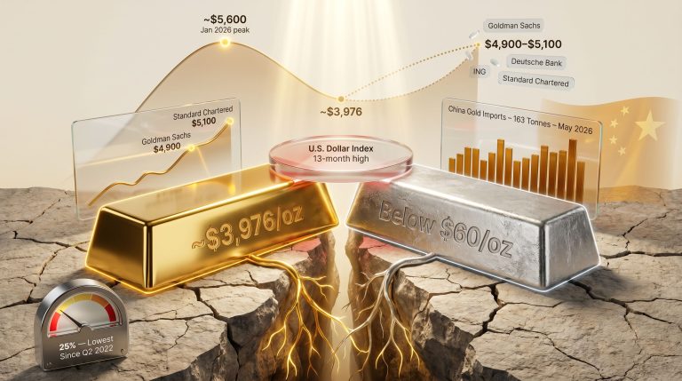 gold below $4,000 and silver below $60 forecast chart