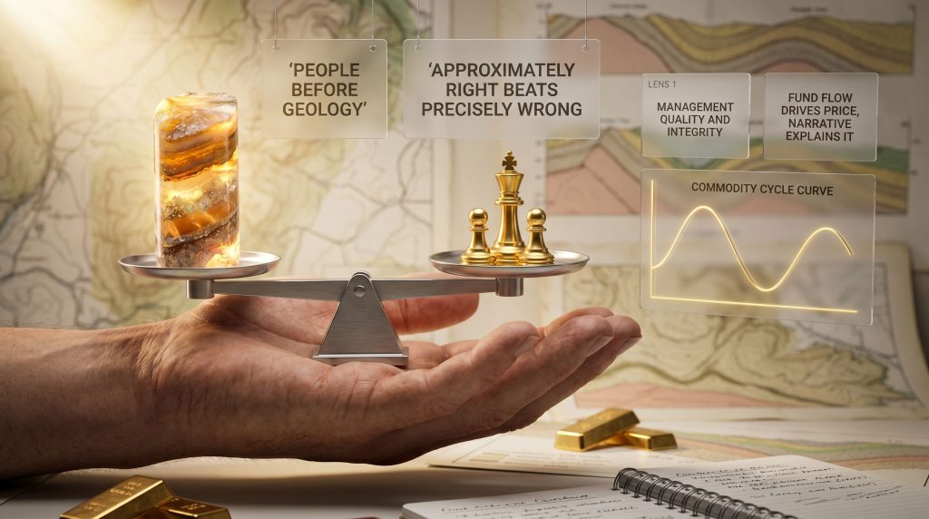 Sean Russo mining investment lessons visualized on balance scale