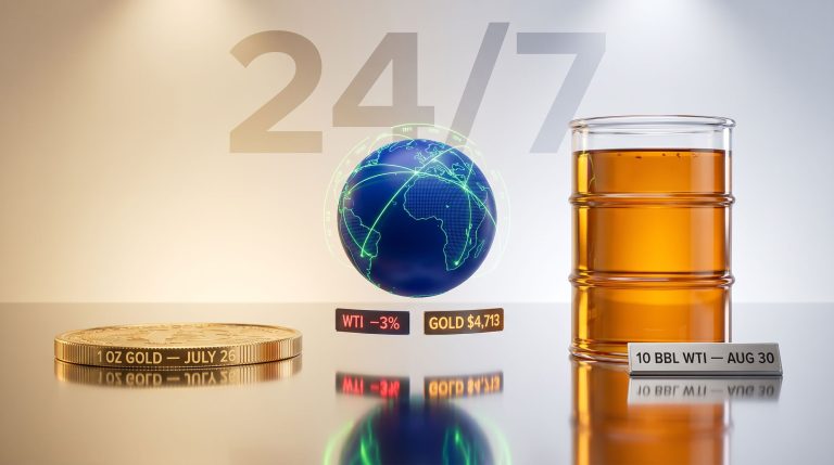 CME 24/7 WTI oil and gold contracts graphic