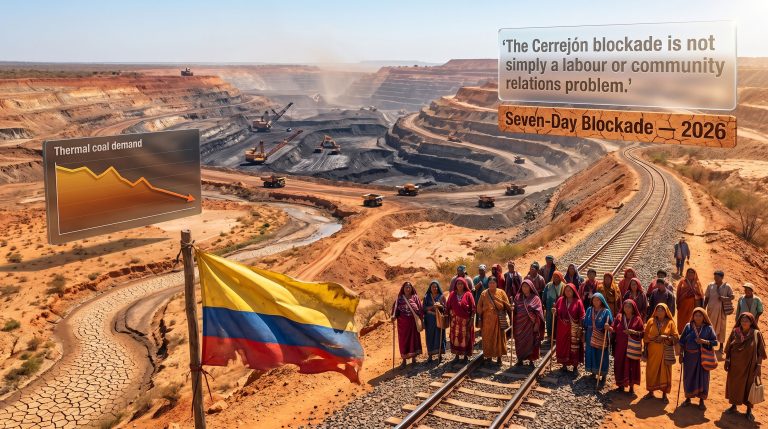 Cerrejón blockade in La Guajira mining protest scene