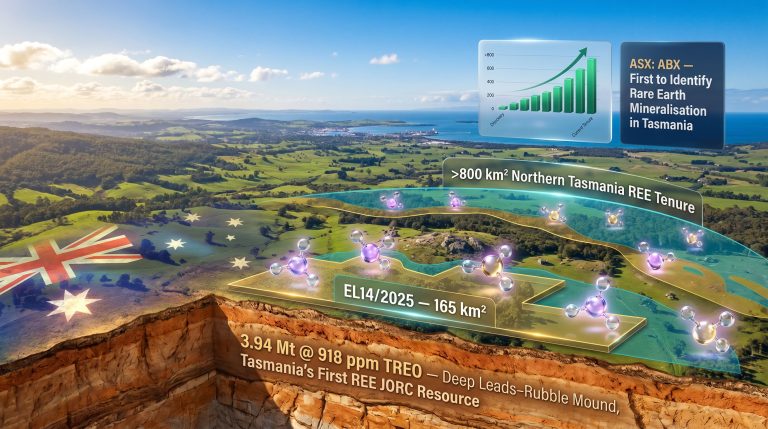 ABx Group rare earth exploration licence Tasmania map