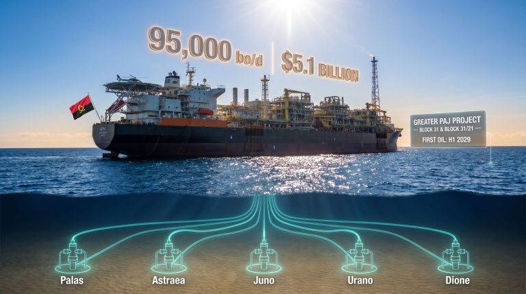 Azule Energy Greater PAJ Project Angola offshore platform infographic