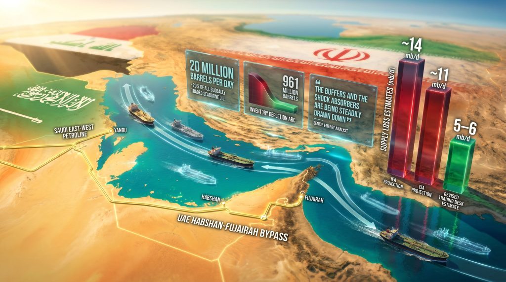 Strait of Hormuz oil supply losses map