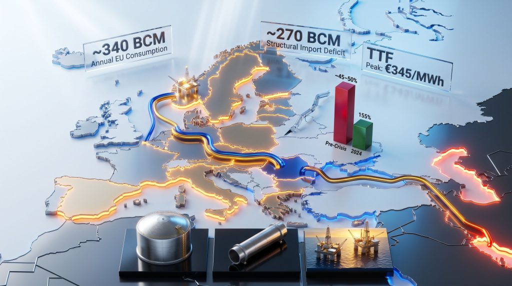 Europe natural gas crisis and energy security map infographic