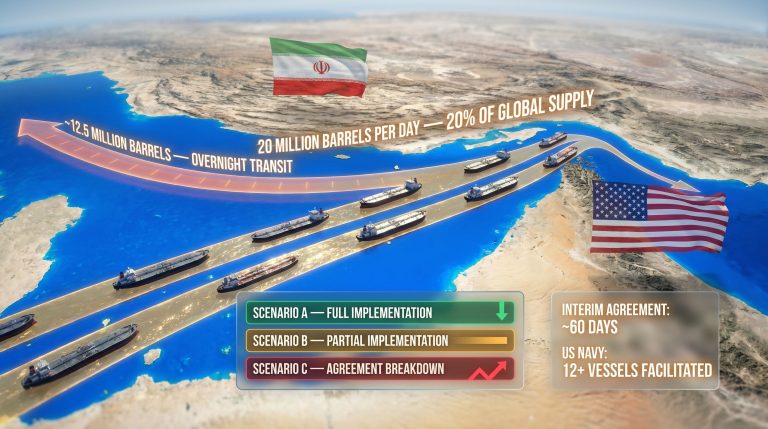US Iran oil deal and Strait of Hormuz oil flow map