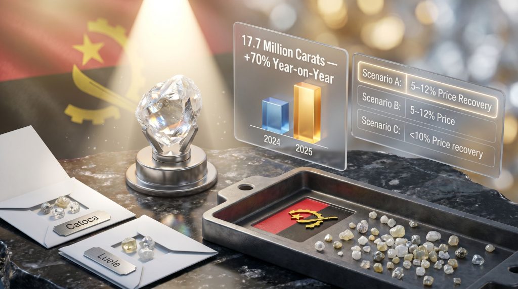 Angola rough diamond production cuts outlook