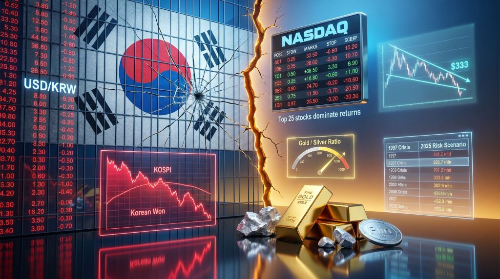 South Korea currency crisis and AI stock bubble charts