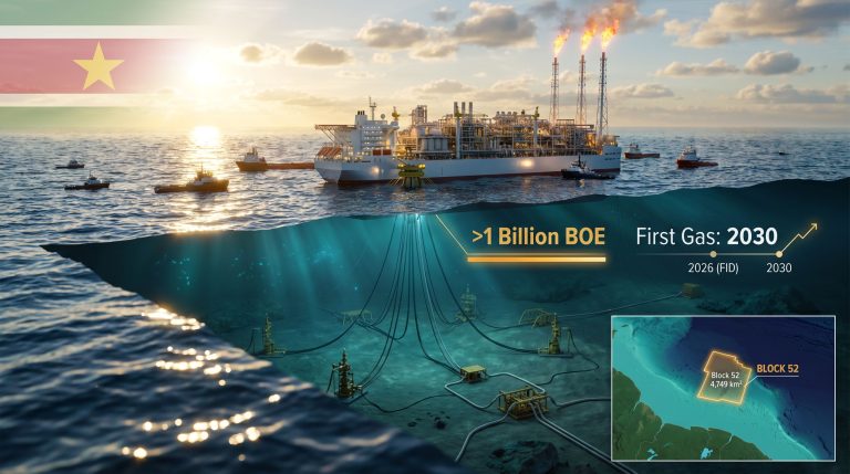 Petronas gas discovery offshore Suriname vessel infographic