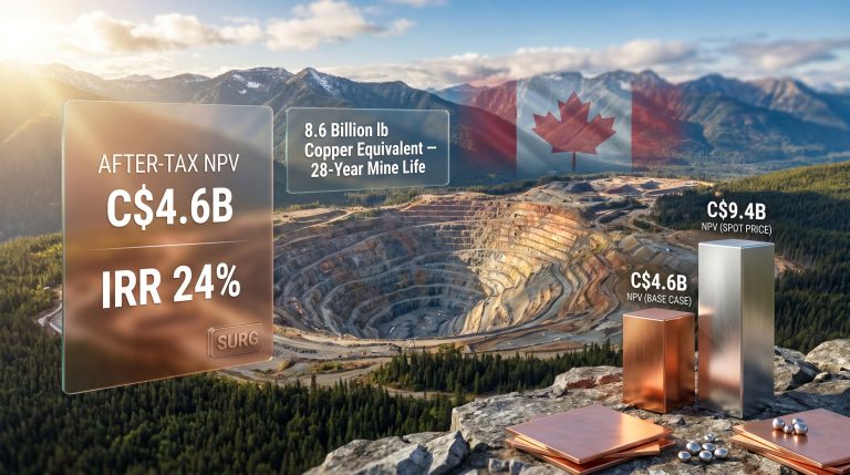 Surge Copper Berg pre-feasibility study mine infographic